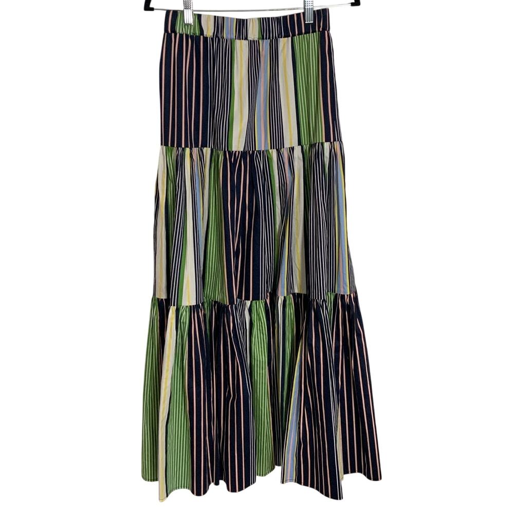 Tory Burch Field Day Stripe cotton Peasant skirt Nwt size small $398